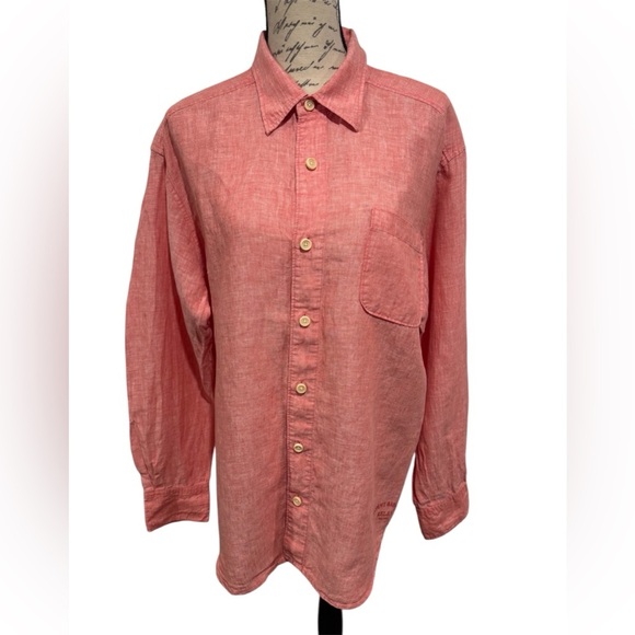 Tommy Bahama Relax Mens Long Sleeve 100% Linen Long Sleeve Shirt Red Size Large - Picture 1 of 11